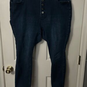Maurices Dark Blue Button-Fly Skinny Jeans